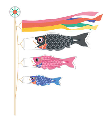 Simple and stylish carp streamer illustrationのイラスト素材