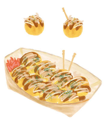 Casual Touch - Illustration Set of Osaka's Specialty Takoyakiの写真素材