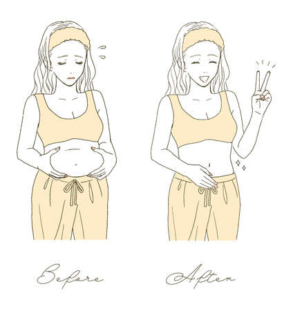 Beauty Illustration of a woman on a successful belly dietのイラスト素材