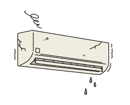 Simple touch Illustration of a broken down air conditionerのイラスト素材