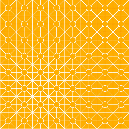 Vector seamless pattern. Endless texture can be used for printing onto fabric and paper or scrap booking. Yellow and white style pattern with triangle, rhombus, circles and lines.のイラスト素材