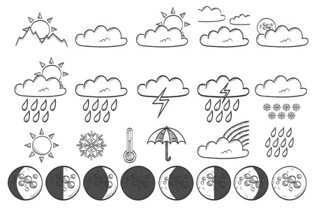 Weather sketch vector icon setのイラスト素材
