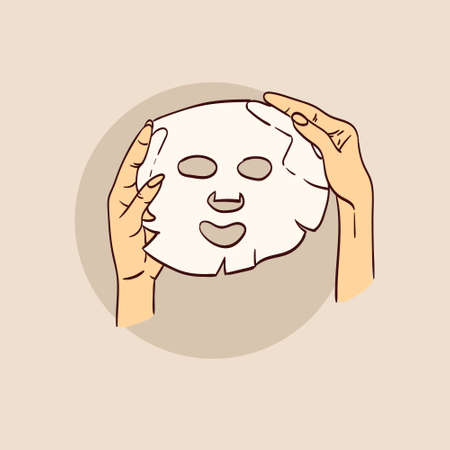 vector illustration of hands with care product in a simple hand-drawn styleのイラスト素材