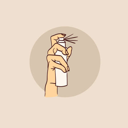 vector illustration of hands with care product in a simple hand-drawn styleのイラスト素材