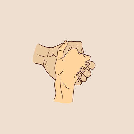 Illustration of two lovers holding hands.のイラスト素材