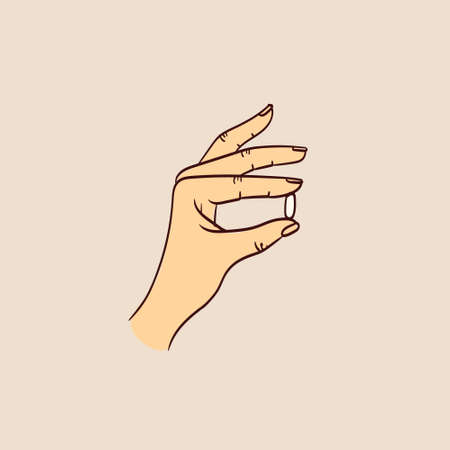 Human hands hold a cure in capsule.のイラスト素材
