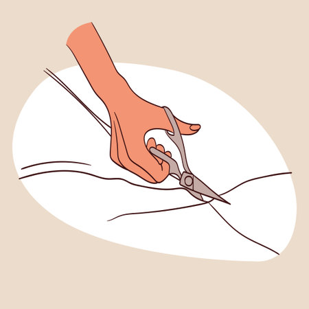 Human hands create handmade work, sewing tools and accessoriesのイラスト素材