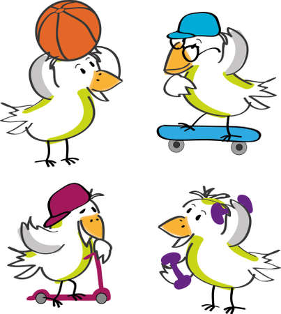 Active birdsのイラスト素材