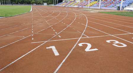 Numbers on running track Start point of race track