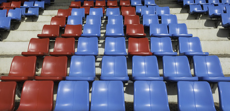 blue and red seat on sport stadium