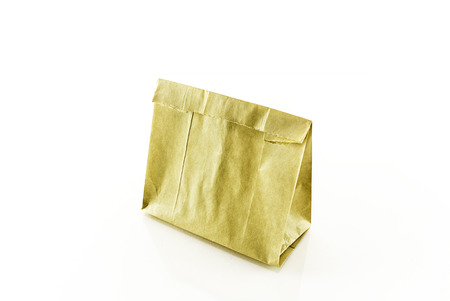 Brown Paper bag isolated on whiteの写真素材