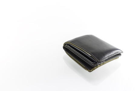 Brown wallet isolated on whiteの写真素材