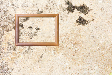 Wall cement with wood image frameの写真素材