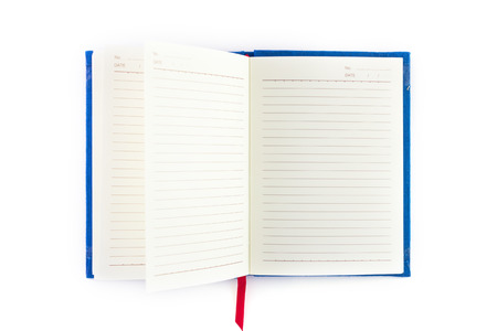 Open notebook isolated on white backgroundの写真素材