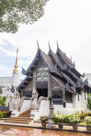 Ancient Pagoda at Wat Chedi Luang in Chiang Mai Thailandの写真素材