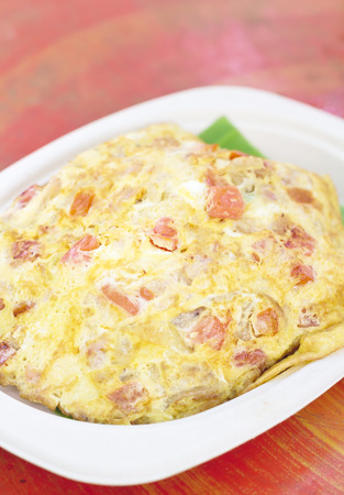 fried beaten egg - Thai style omeletの写真素材