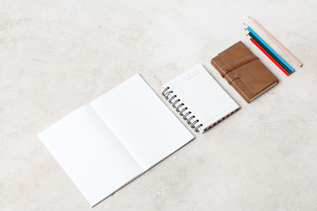 Blank open notebook, Business template mock up for adding your text, selective focusの写真素材