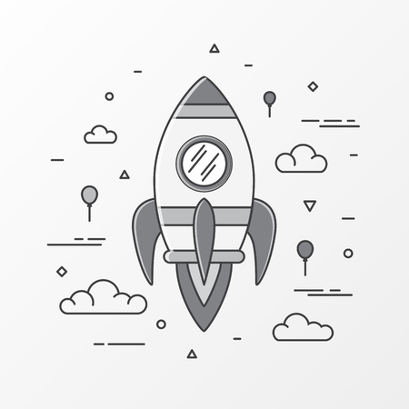 Rocket vector images. Space rocket launch, Science and shuttle, startup business, Project start up and development process, Innovation product. Vector illustration.のイラスト素材