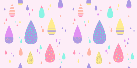 Rain drop pattern seamless pastel color. Abstract water drop for kid fabric print, wallpaper, wrapping paper, textile, baby background, banner and card design.のイラスト素材