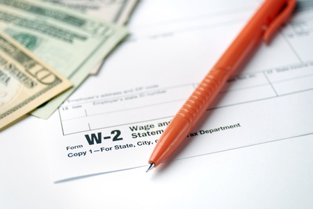 Form W-2 Wage and Tax Statement closeupの写真素材