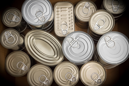 Closeup of a group of aluminium cans.の写真素材