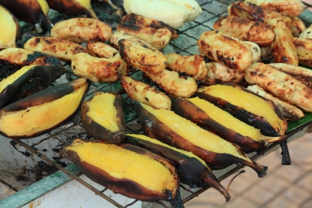 Grilled Banana  Thais dessert  in Bangkok, Thailand  の写真素材