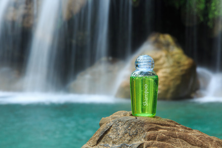 Spa Shampoo on Waterfall Backgound  の写真素材