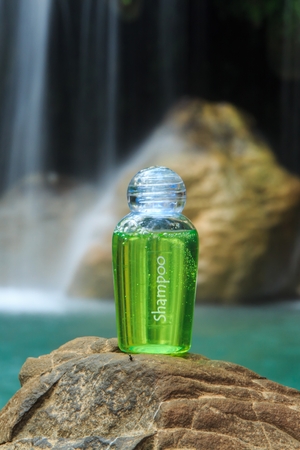 Spa Shampoo on Waterfall Backgound  の写真素材