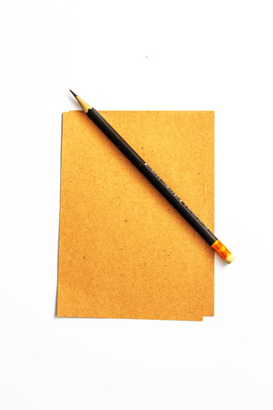 Brown Paper and Wooden Pencil の写真素材