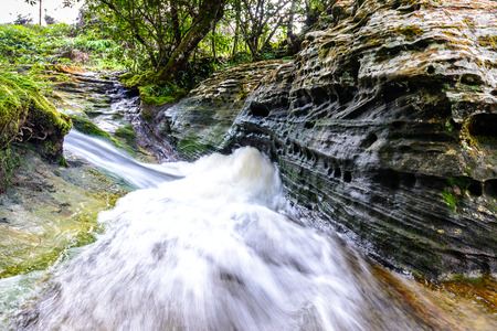 Waterfall in rainforest.の写真素材