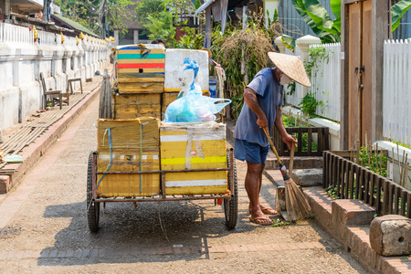 Man clean the street.の写真素材