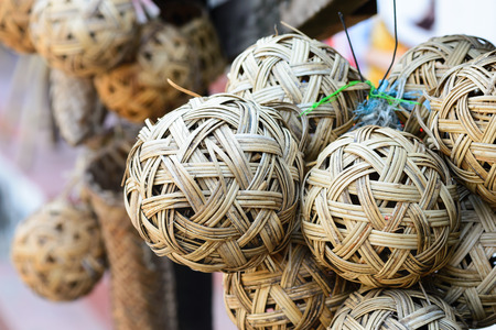 Wicker muzzles at sports shop.の写真素材