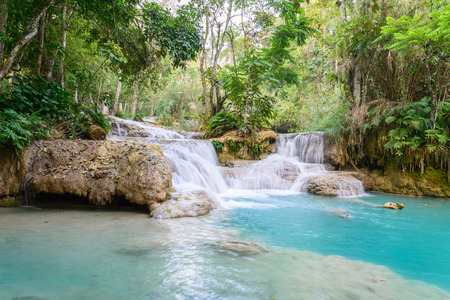 Kouangxi waterfall at Luangprabang in Laos.の写真素材