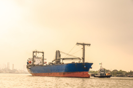 Shipping boat on the mprning.の写真素材