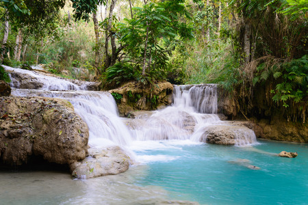 Kouangxi waterfall at Luangprabang in Laos.の写真素材