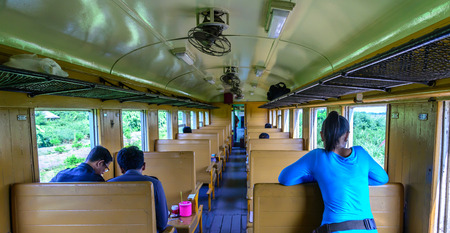 Travellers on vintage train.のeditorial素材