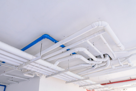 Industrial pipes for plumbing system on building.