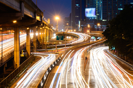 Bangkok traffic road at night.