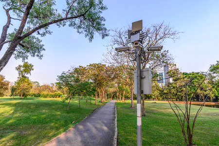 Security camera for monitoring events in urban garden.