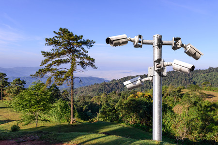 Security camera CCTV for monitoring and protection forest.の写真素材