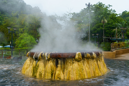 Natural hot spring water at Ranong Province in Thailand.の写真素材