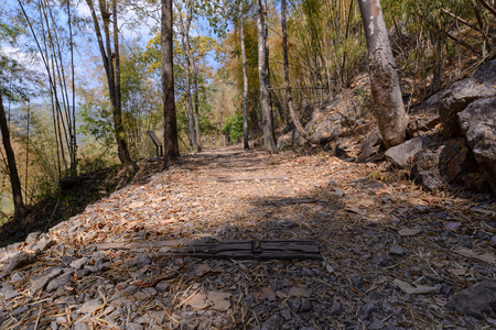 Death Railway, Old railway at Hellfire pass in Kanchanaburi, Thailand.の写真素材