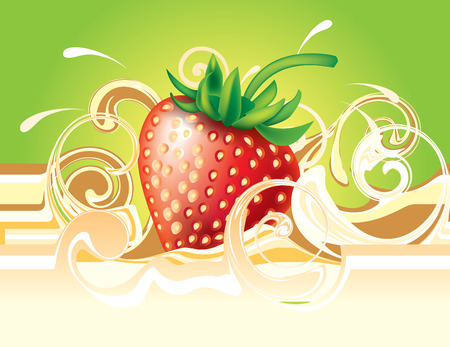 Strawberry and cream. Vector for designのイラスト素材