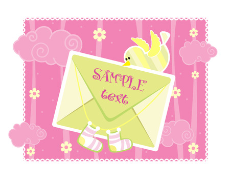Baby arrival announcement cardのイラスト素材