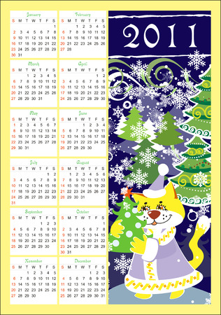 calendar for 2011 with catのイラスト素材