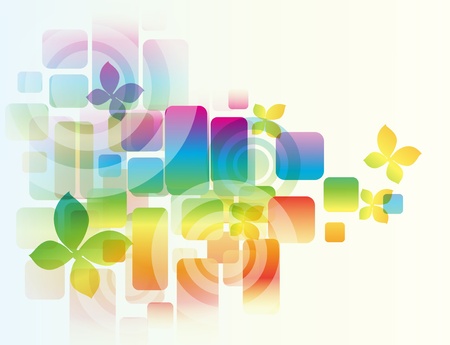Vector rainbow colored background with flowers for designのイラスト素材