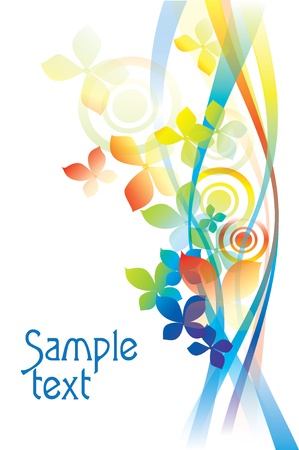 rainbow colored background with flowers for design のイラスト素材