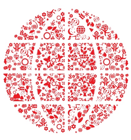 Globe made from nature icons elements. Vectorのイラスト素材