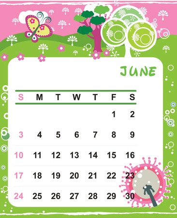 Beautiful vector decorative Frame for calendar - Juneのイラスト素材
