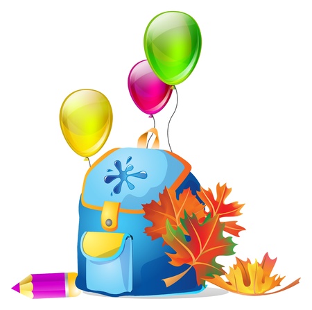 Back to school! Vector illustration of school bag with education objects のイラスト素材